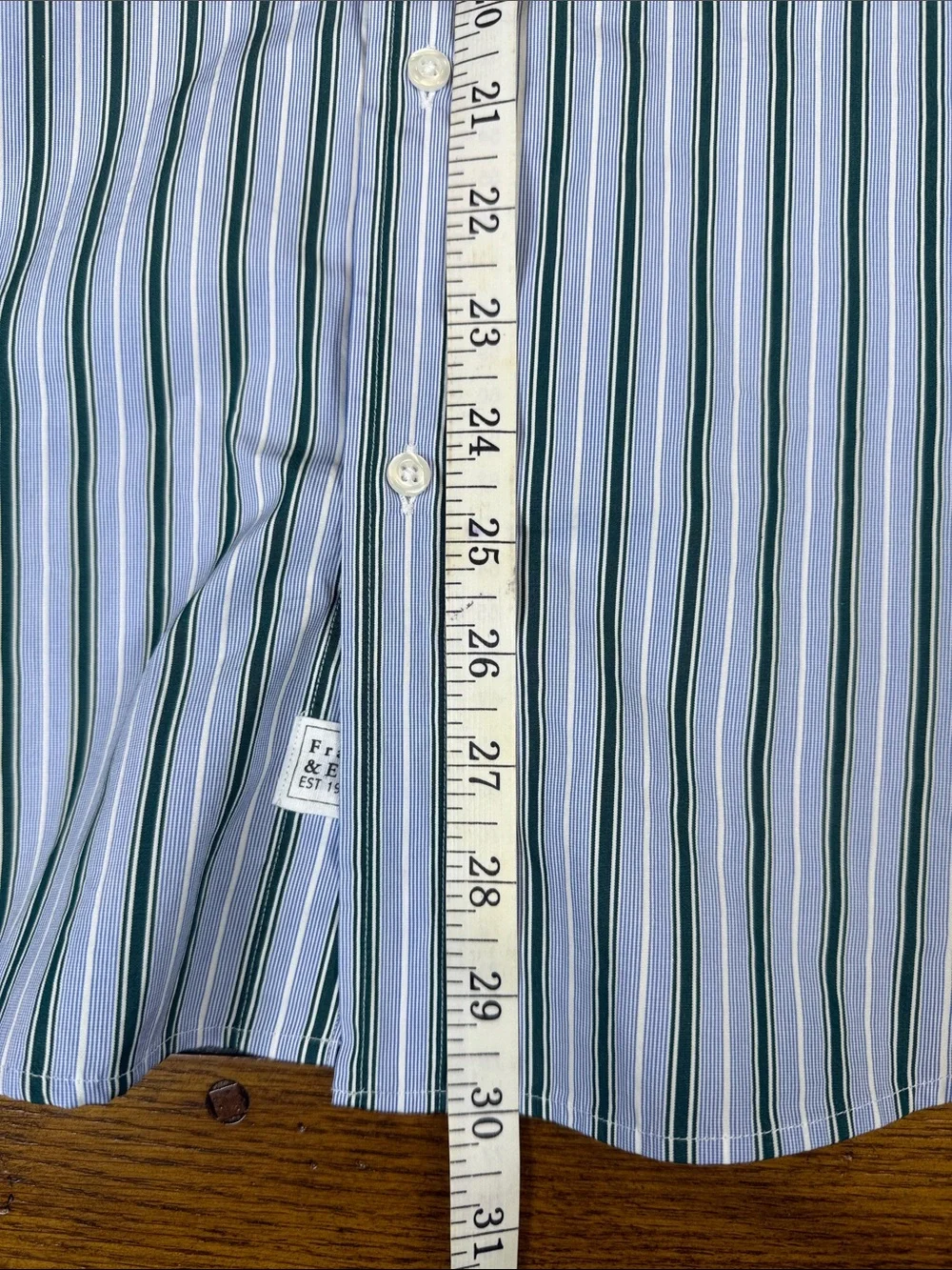 🔥Frank & Eileen Gorgeous Blue & Green Pinstriped Button Down Barry Shirt/ Size L - Picture 8 of 8